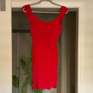 Cotton Candy Vibrant Red Mini Dress
